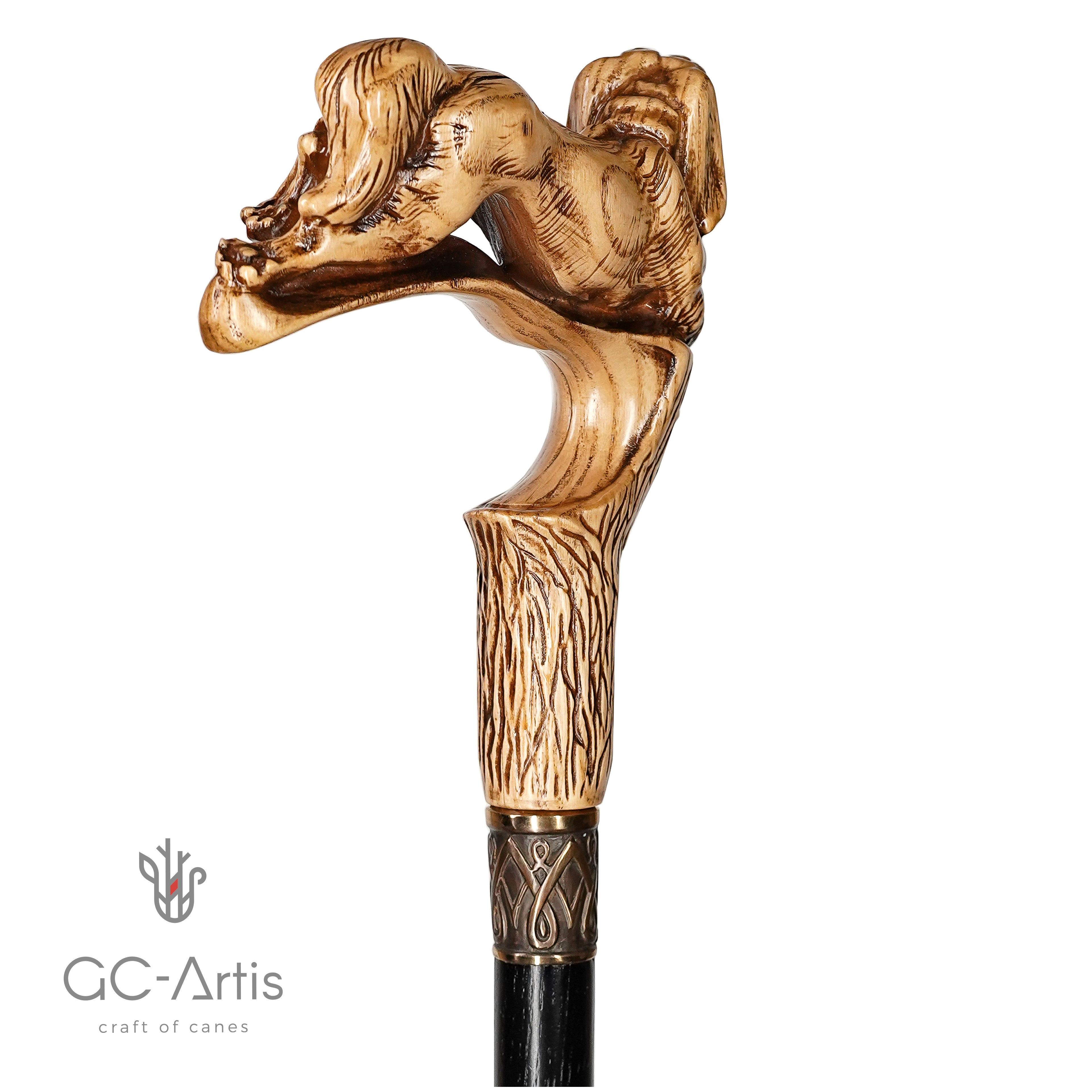 Spaniel Dog Light wooden Walking Stick Cane