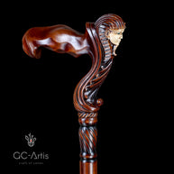 Wooden Walking Cane Stick Egypt Pharaoh - Ergonomic Handle