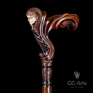 Wooden Walking Cane Stick Egypt Pharaoh - Ergonomic Handle