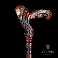 Wooden Walking Cane Stick Egypt Pharaoh - Ergonomic Handle