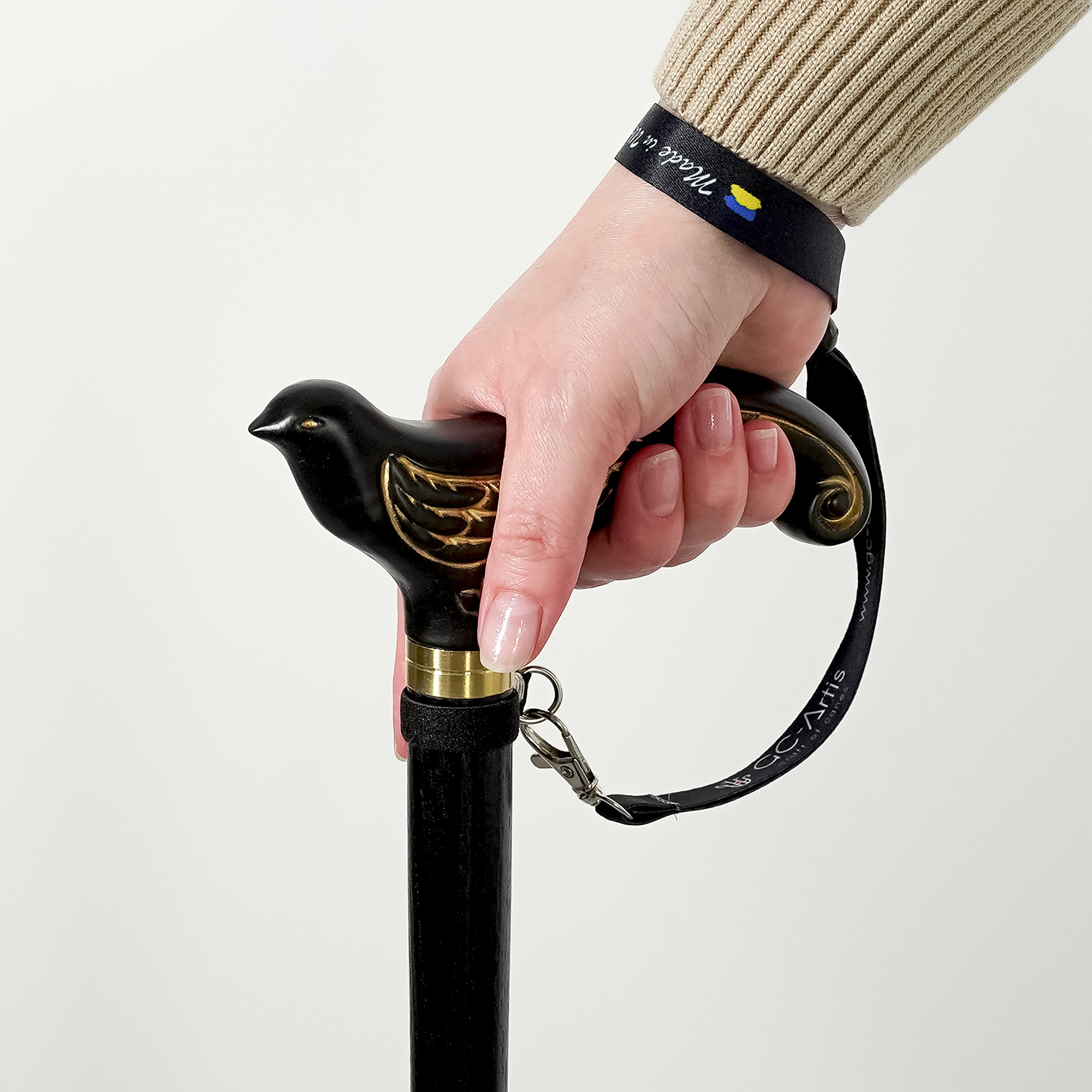 Swallow Bird Elegant Black Wooden Walking stick Cane