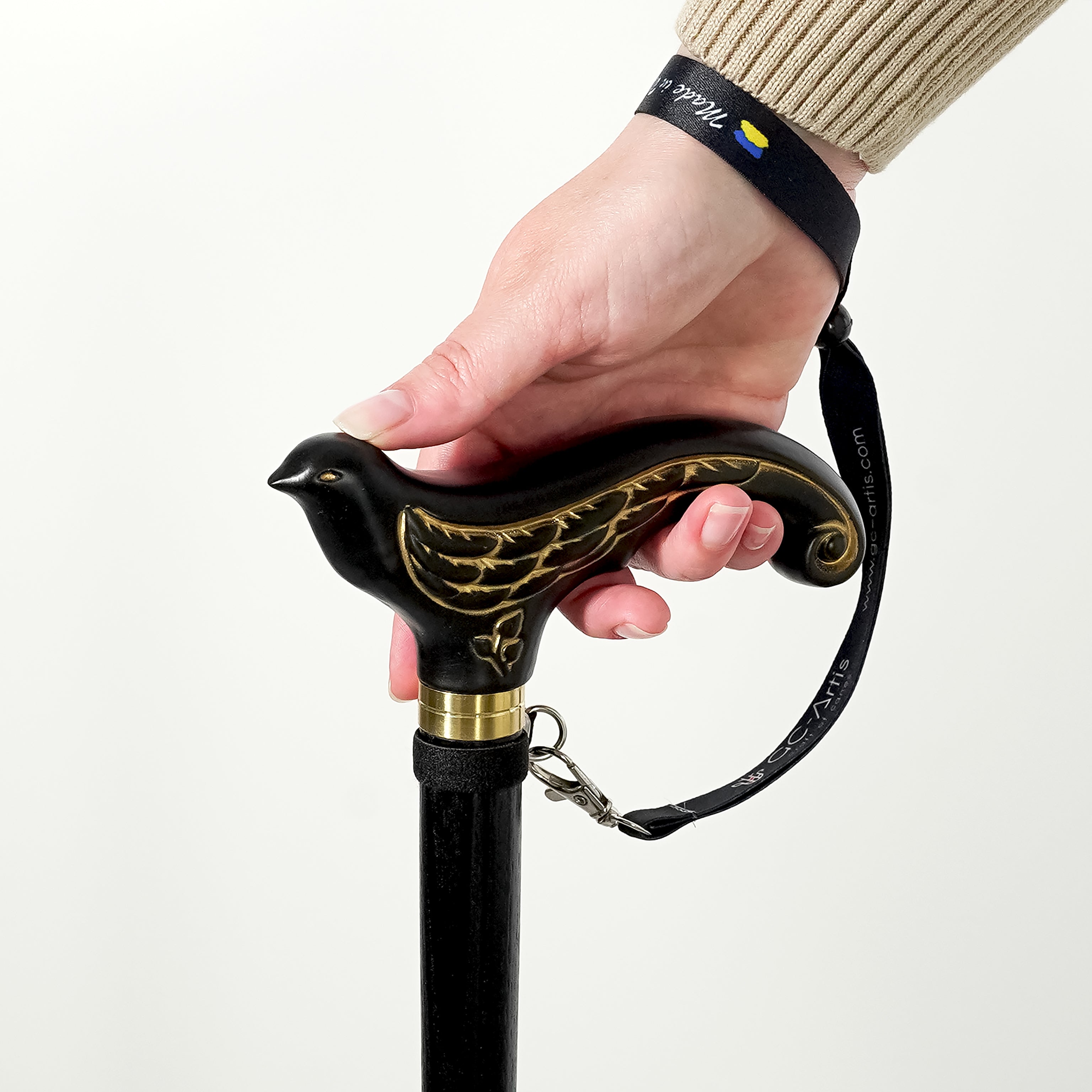 Swallow Bird Elegant Black Wooden Walking stick Cane