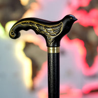 Swallow Bird Elegant Black Wooden Walking stick Cane