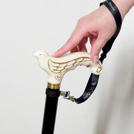 Swallow Bird White Wooden Cane ladies walking stick