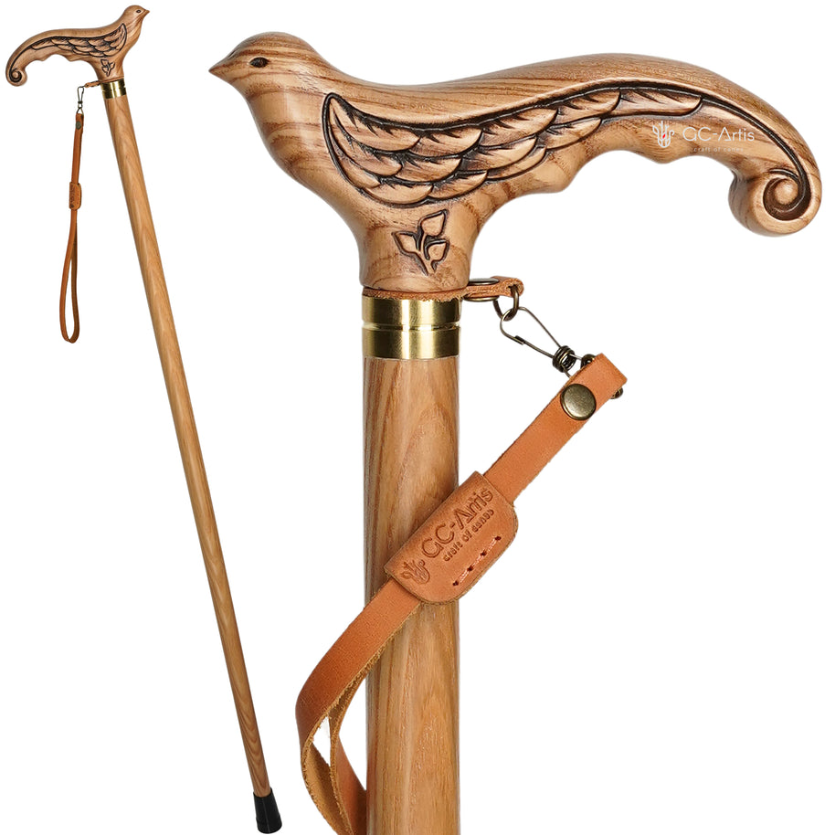 Canne de marche en bois léger hirondelle pour femme