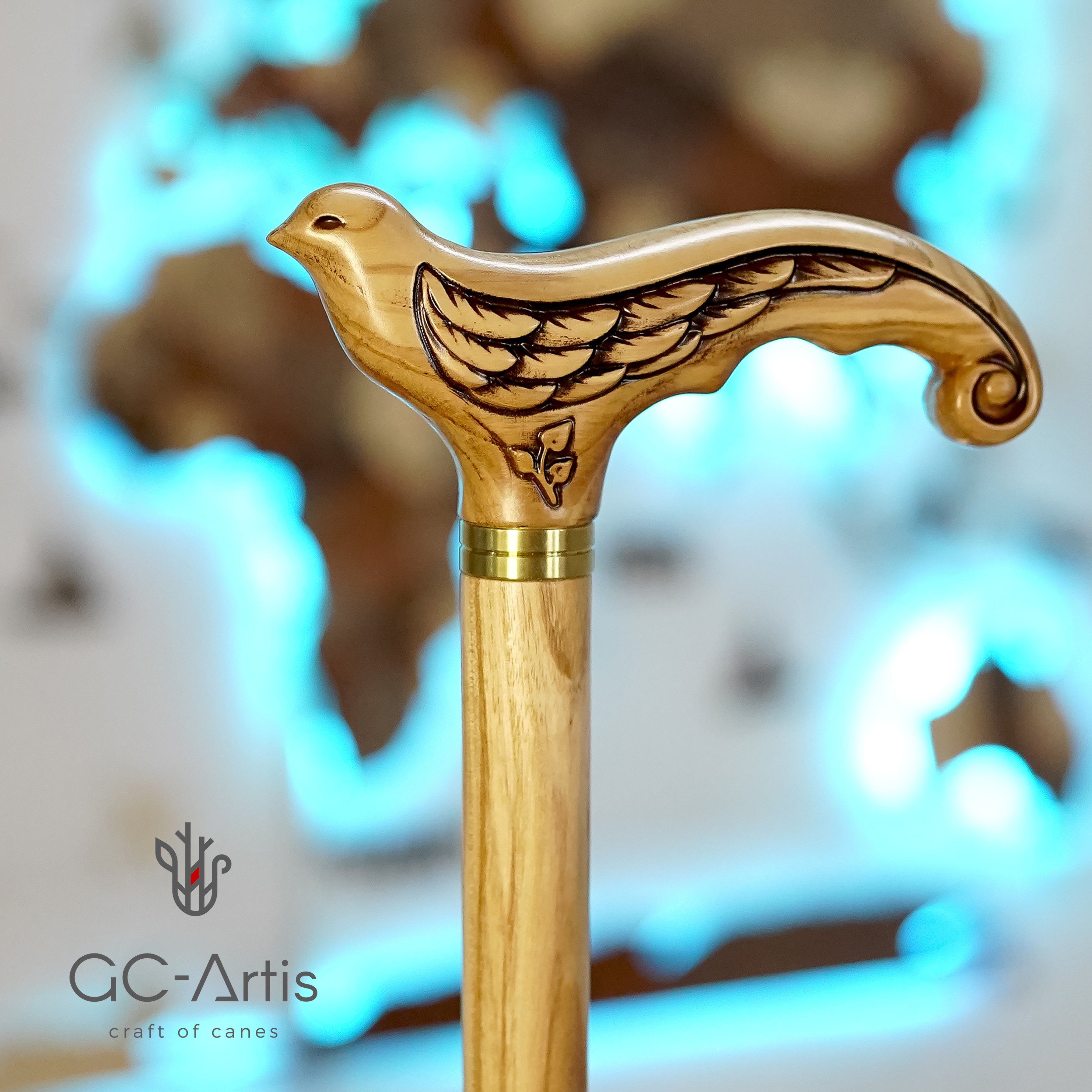 Swallow Bird Light Wooden Cane ladies walking stick