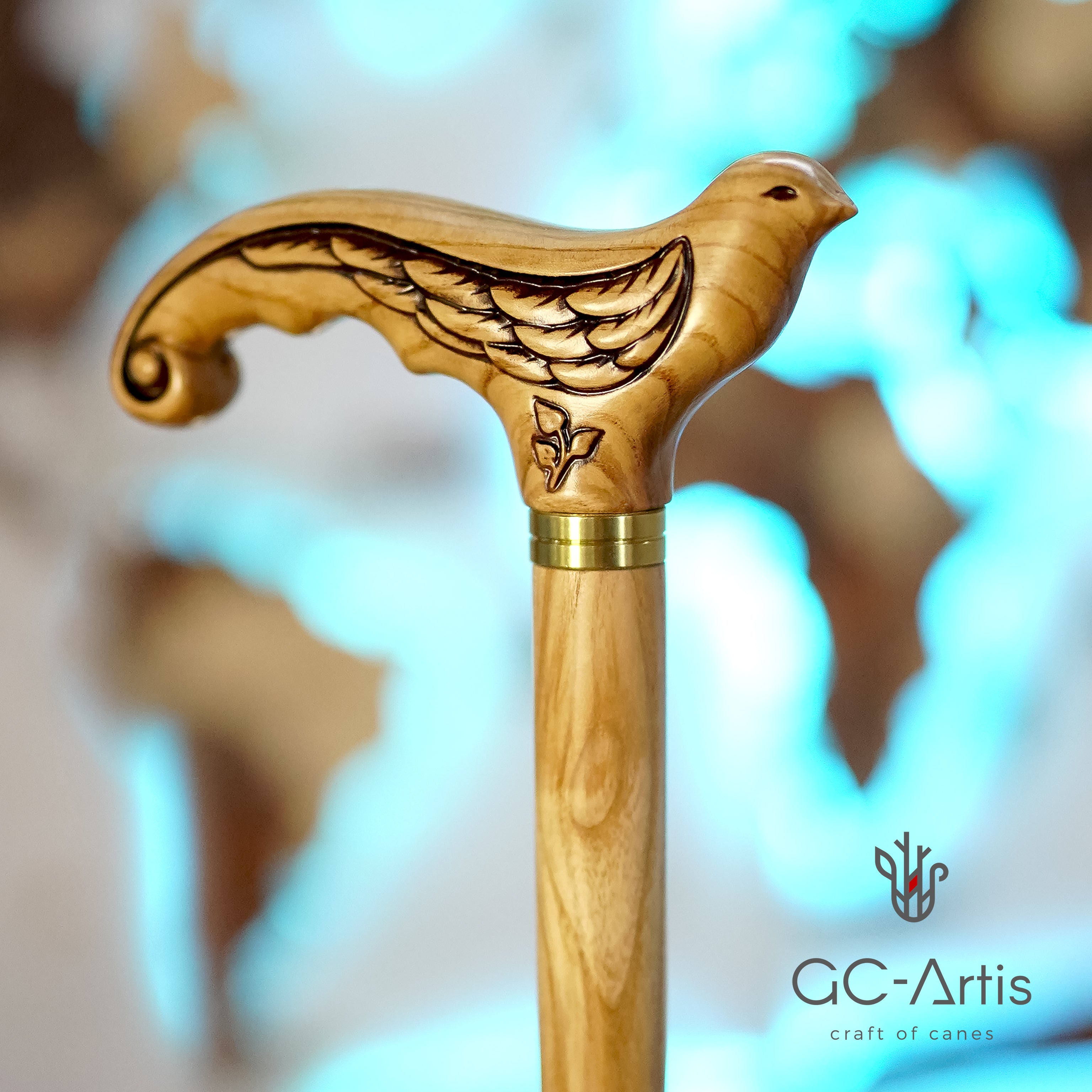 Swallow Bird Light Wooden Cane ladies walking stick