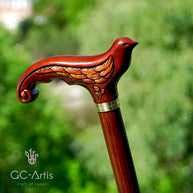 Swallow bird Dark -  Elegant Wooden Cane walking stick