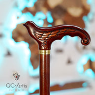 Swallow bird Dark -  Elegant Wooden Cane walking stick