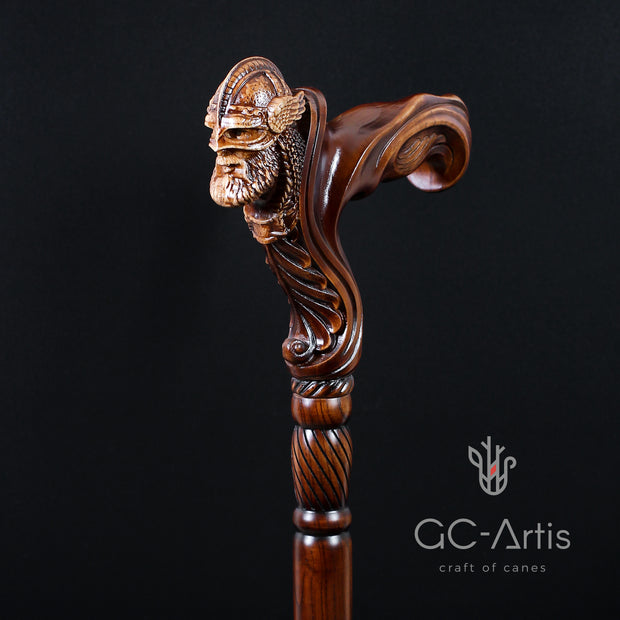 Viking Warrior - Wooden Walking Cane Stick Anatomic Grip - GC-Artis Walking Sticks Canes