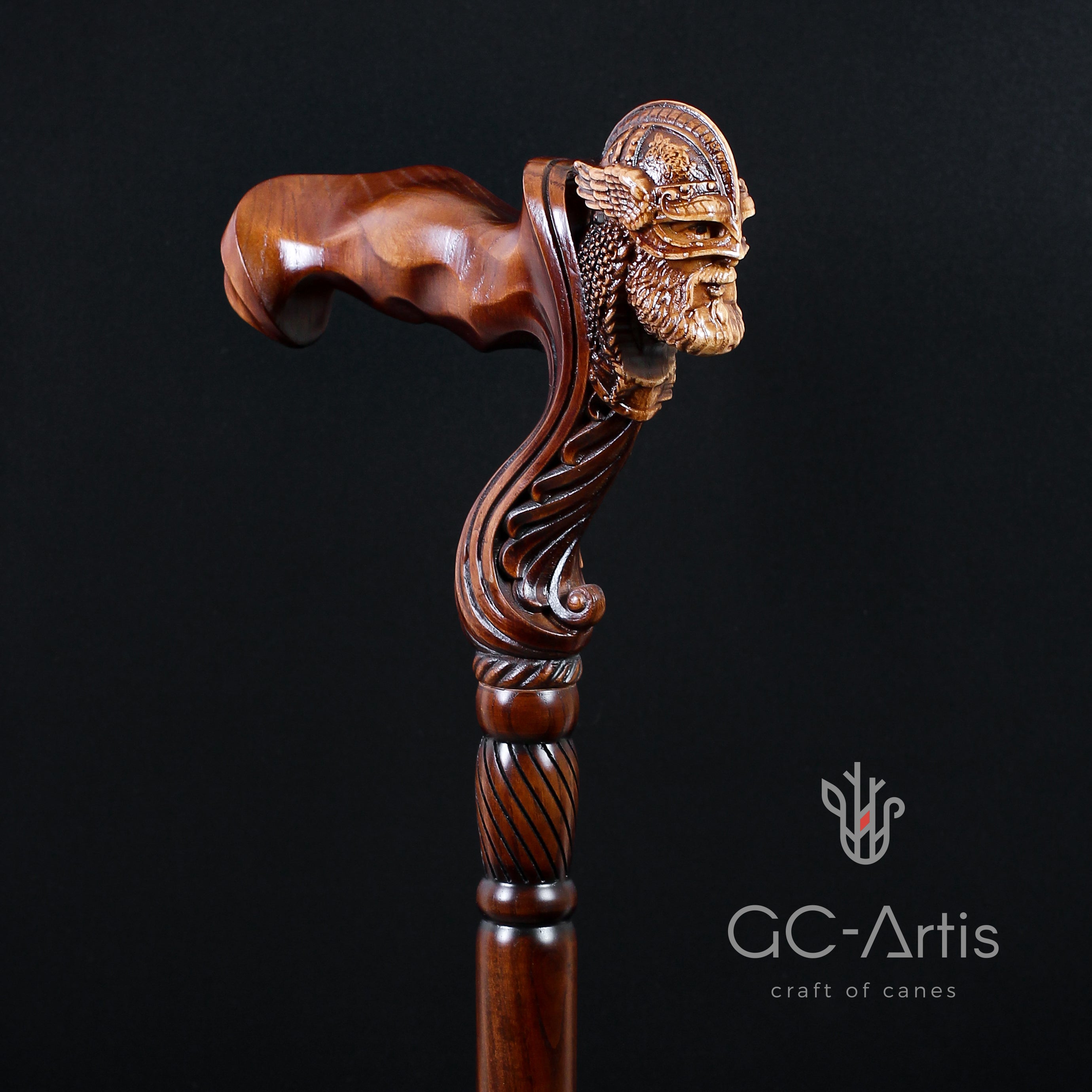 Guerrero vikingo - Bastón de madera con empuñadura ergonómica de palma