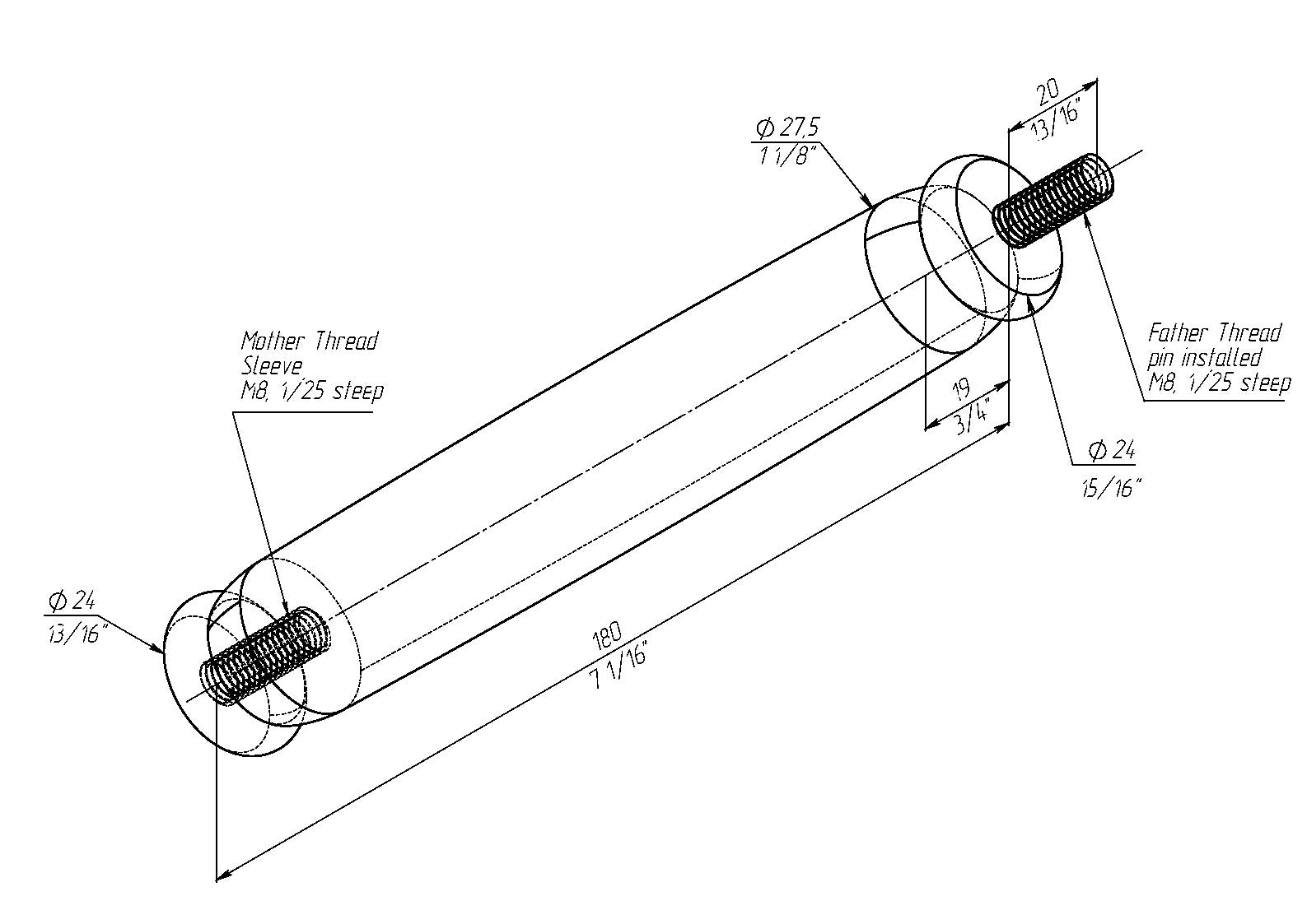 Extension Shaft section for GC-Artis Walking cane