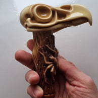 Collectible Walking Stick Cane Eagle Skull with Stylish Art Stone Handle, wooden shaft Walking Cane with skull & spider for man women
