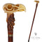 Collectible Walking Stick Cane Eagle Skull with Stylish Art Stone Handle, wooden shaft Walking Cane with skull & spider for man women