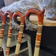 Hand Carved Wooden Walking Cane Stick - Wolf, Unique Wood crafted cane for men women, stylish gift for men womwen comfortable walking stick