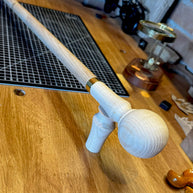 Classic Knob Style walking stick cane blank with Ball - Unpainted Wooden Set, Assembled Kit, Diy Parts for a Custom Waling Cane making