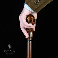 Dragon Сlaw Walking Hiking Stick, Wooden Walking Cane, Wood crafted Staff, Hand made Trekking Pole - Carved Ball Knob Handle. Fantasy style