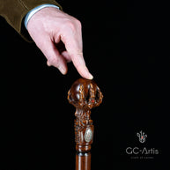 Dragon Сlaw Walking Hiking Stick, Wooden Walking Cane, Wood crafted Staff, Hand made Trekking Pole - Carved Ball Knob Handle. Fantasy style