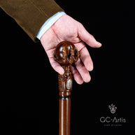 Dragon Сlaw Walking Hiking Stick, Wooden Walking Cane, Wood crafted Staff, Hand made Trekking Pole - Carved Ball Knob Handle. Fantasy style