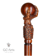 Dragon Сlaw Walking Hiking Stick, Wooden Walking Cane, Wood crafted Staff, Hand made Trekking Pole - Carved Ball Knob Handle. Fantasy style