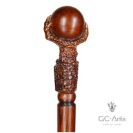 Dragon Сlaw Walking Hiking Stick, Wooden Walking Cane, Wood crafted Staff, Hand made Trekking Pole - Carved Ball Knob Handle. Fantasy style