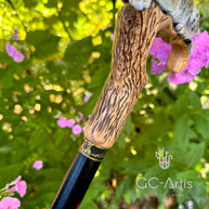 Black Panther Cougar Cat - Light Wooden Walking Cane Stick