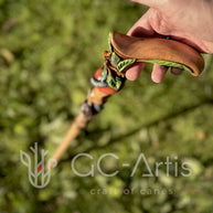 Adam and Eve Walking cane - Handpainted Paradise Apple & Snake Wooden walking stick, Holy Bible plot, Religion style Christian Pilgrim staff