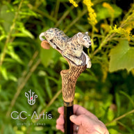 Black Panther Cougar Cat - Light Wooden Walking Cane Stick