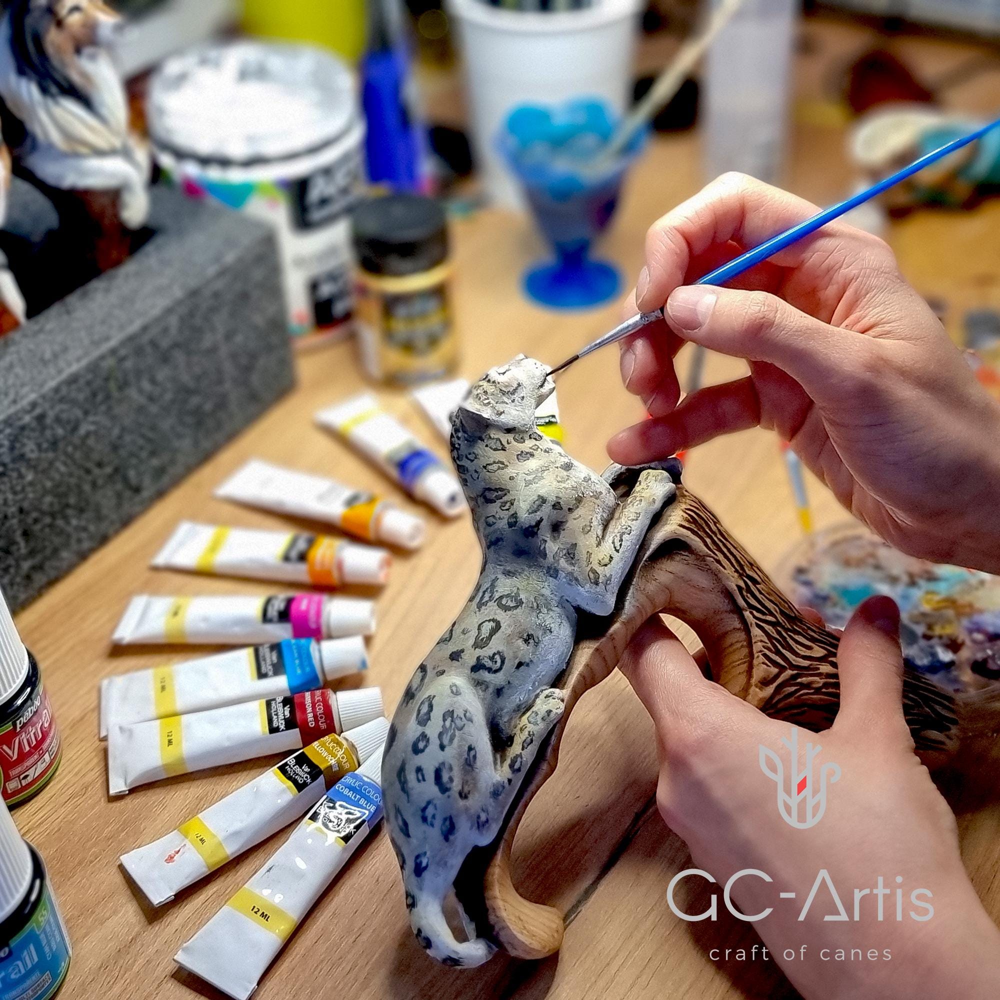 Black Panther Cougar Cat - Light Wooden Walking Cane Stick