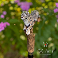 Black Panther Cougar Cat - Light Wooden Walking Cane Stick