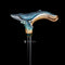 Wooden Cane Walking Stick Blue Whale - Wood Carved Cane, Light Handpainted handle & Black shaft Sea Wave Style for man woman