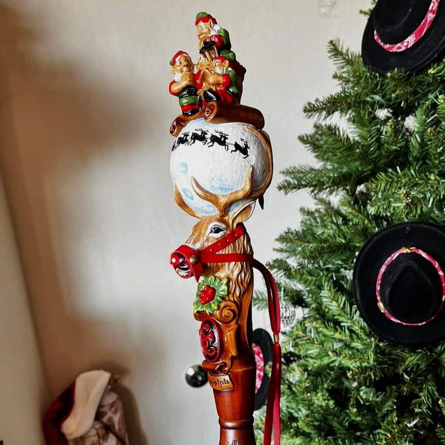 Santa Staff Wooden Walking Staff for Santa Claus, handpainted crafted Christmas ac ...