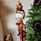 Wooden Walking Staff for Santa Claus, hand painted crafted Christmas accesory with Rudolph Reindeer, Moon - lighting nose & Elves lamp