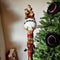 Wooden Walking Staff for Santa Claus, hand painted crafted Christmas accesory with Rudolph Reindeer, Moon - lighting nose & Elves lamp