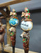 Wooden Walking Staff for Santa Claus, hand painted crafted Christmas accesory with Rudolph Reindeer, Moon - lighting nose & Elves lamp