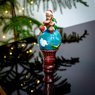 Small Wooden Walking Staff for Ms. Santa Сlaus or Santa's assistants Elf on a Globe wood carved handpainted Christmas custume acessory stick