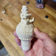 Small Wooden Walking Staff for Ms. Santa Сlaus or Santa's assistants Elf on a Globe wood carved handpainted Christmas custume acessory stick