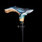 Wooden Cane Walking Stick Blue Whale - Wood Carved Cane, Light Handpainted handle & Black shaft Sea Wave Style for man woman