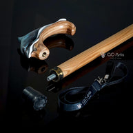 Wooden Cane Walking Stick Dolphin - Wood Carved Cane, Handpainted handle & Light shaft Sea Wave Style gift for lady or genleman