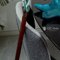 Wooden Cane Walking Stick Shark - Solid Wood Carved Fish Cane, Valnut Handpainted handle & shaft Sea Wave Style for man woman