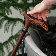 Wooden Cane Walking Stick Bald Eagle - Wood Carved Cane, Handpainted handle, Decorated Brass collar, Patriotic Style for man woman