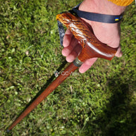 Wooden Cane Walking Stick Bald Eagle - Wood Carved Cane, Handpainted handle, Decorated Brass collar, Patriotic Style for man woman