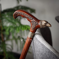 Raven Head Bronze Walking Cane – Goth Style Wooden Walking Stick - GCArtis - Solid Bronze Canes - Wood, Brass, Bronze, Melat