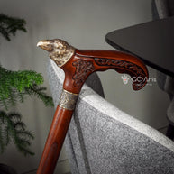 Raven Head Bronze Walking Cane – Goth Style Wooden Walking Stick - GCArtis - Solid Bronze Canes - Wood, Brass, Bronze, Melat
