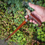 Raven Head Bronze Walking Cane – Goth Style Wooden Walking Stick - GCArtis - Solid Bronze Canes - Wood, Brass, Bronze, Melat
