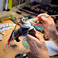 Hand-painted Wooden Walking Stick Cane - Collie Dog - Smoke Scotland shepherd Sheltie