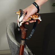 Hand painted Wooden Walking Stick Cane - Collie Dog - carved Sable Scotland shepherd Sheltie