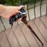 Hand painted Wooden Walking Stick Cane - Collie Dog - Tricolor Scotland shepherd Sheltie