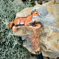 Hand-painted Walking Cane Stick - Fox, Cool Wood carved ladies accessory