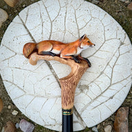 Hand-painted Walking Cane Stick - Fox, Cool Wood carved ladies accessory